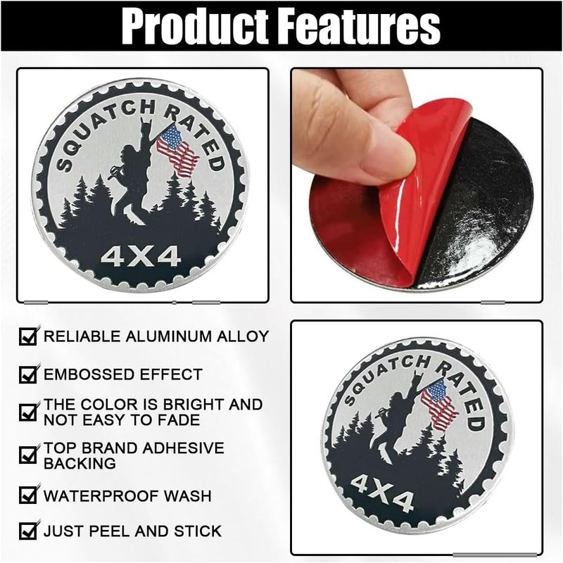 GLSOWEE Squatch Badge Rated Car Emblem, 4 x 4 3D Metal Car Badge Decals Stickers Round Emblem Decals, Auto Exterior Emblems Badge Compatible with Vehicles Trucks SUV RV (Squatch 1) - Image 3